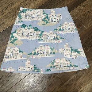 J. Jill Women S Petite Coastal Mediterranean blue skirt pockets pull on